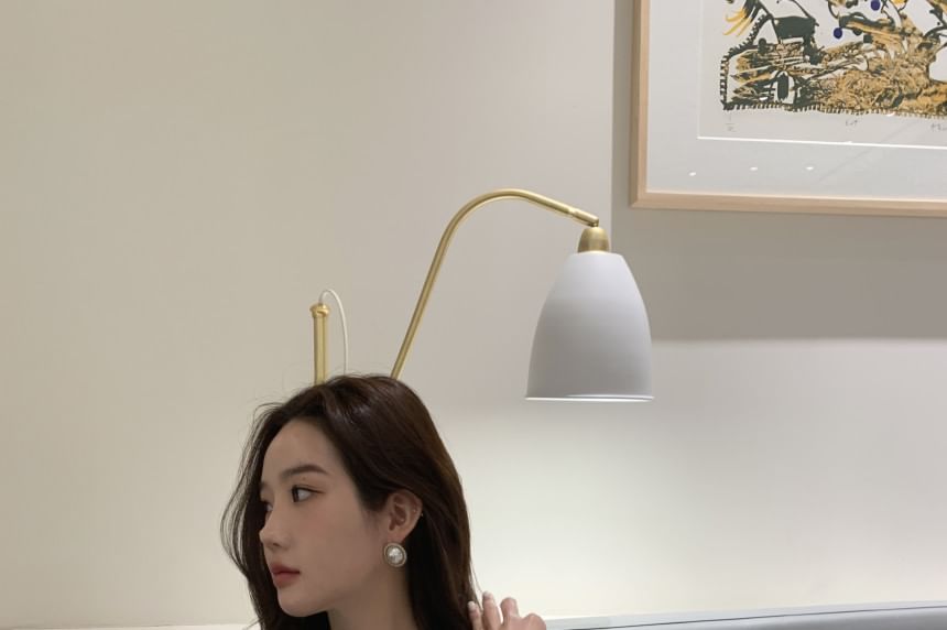 V-Neck Plain Fringe Tweed Jacket