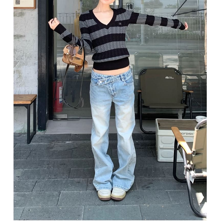 V-Neck Cable Knit Sweater