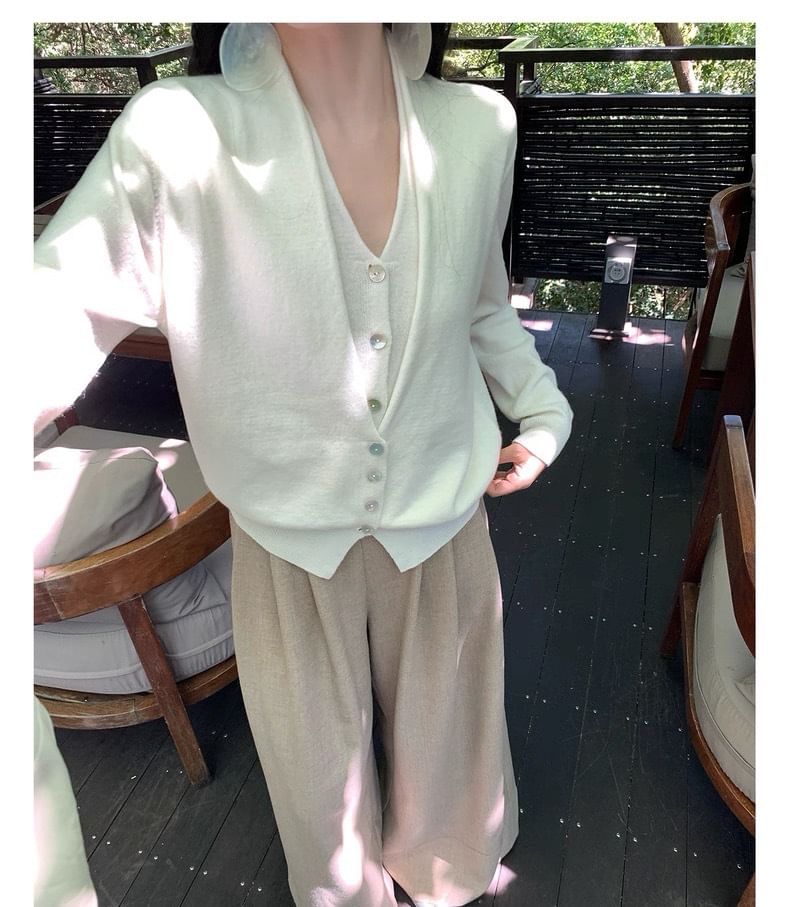 V-Neck Mock Two Piece Cardigan