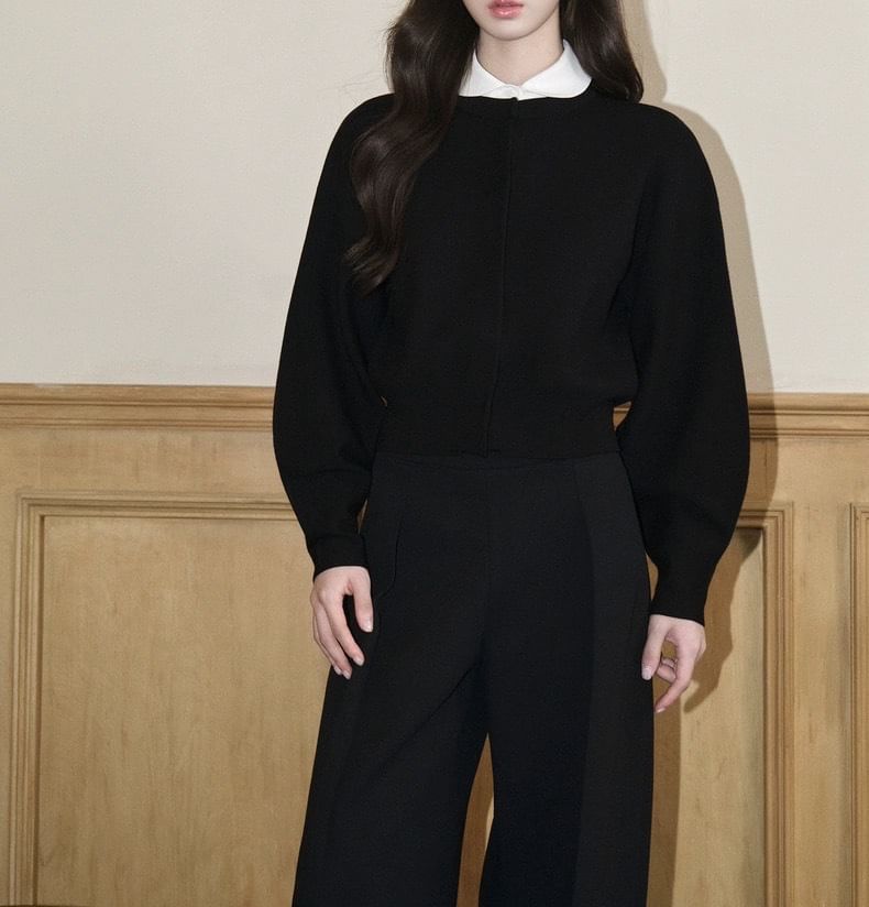 Round Neck Plain Cardigan