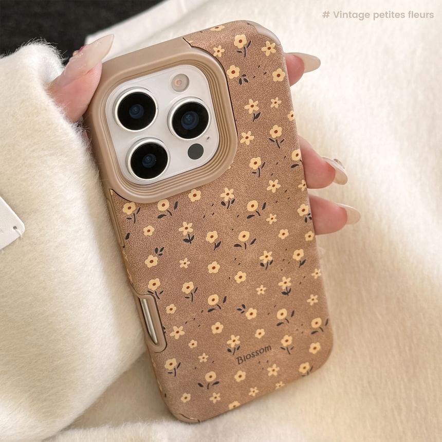 Floral Faux Suede Phone Case