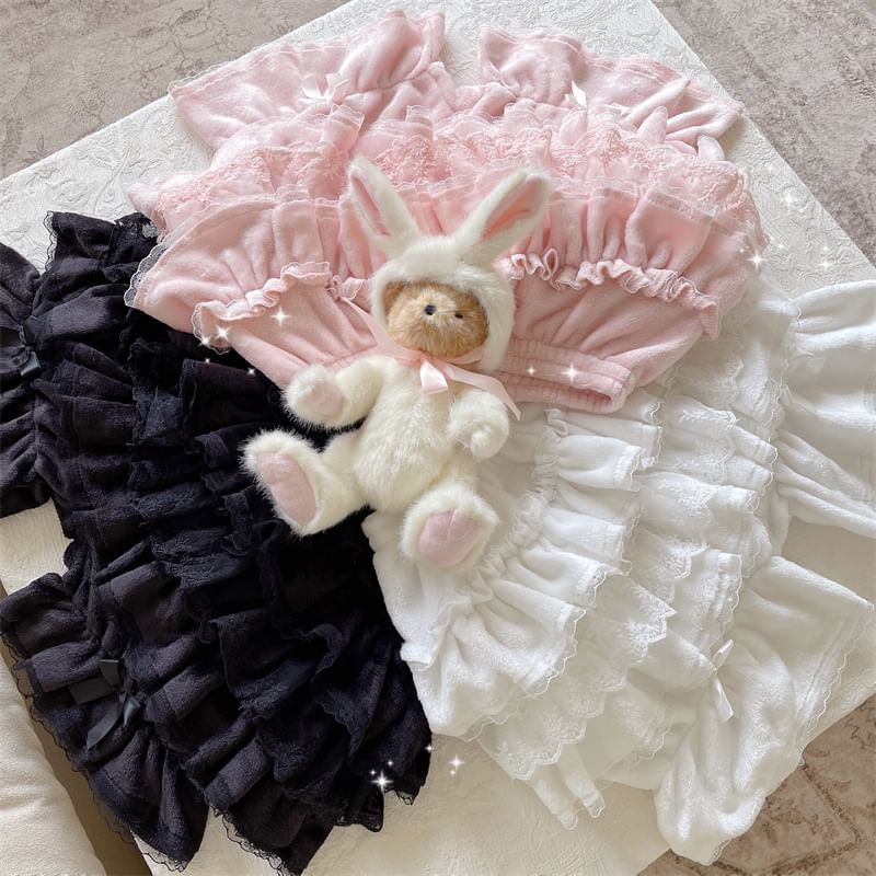 Lace Trim High Waist Mini Layered Skort