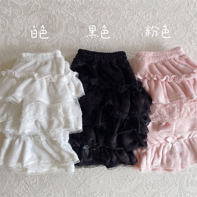 Lace Trim High Waist Mini Layered Skort