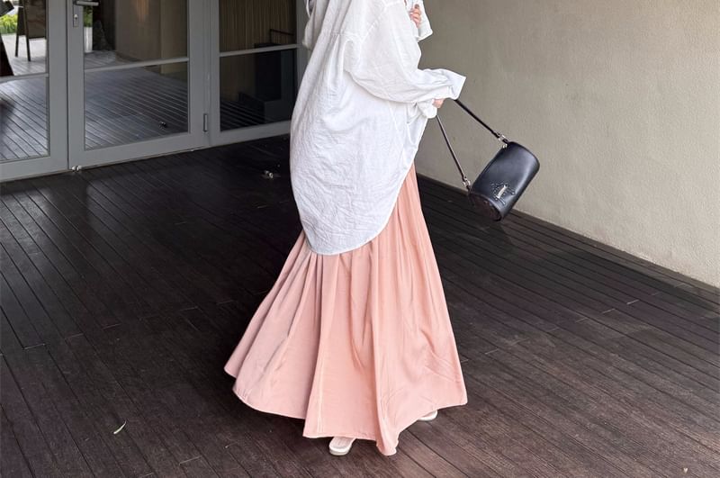 Strapless Plain Twisted Panel Maxi A-Line Dress