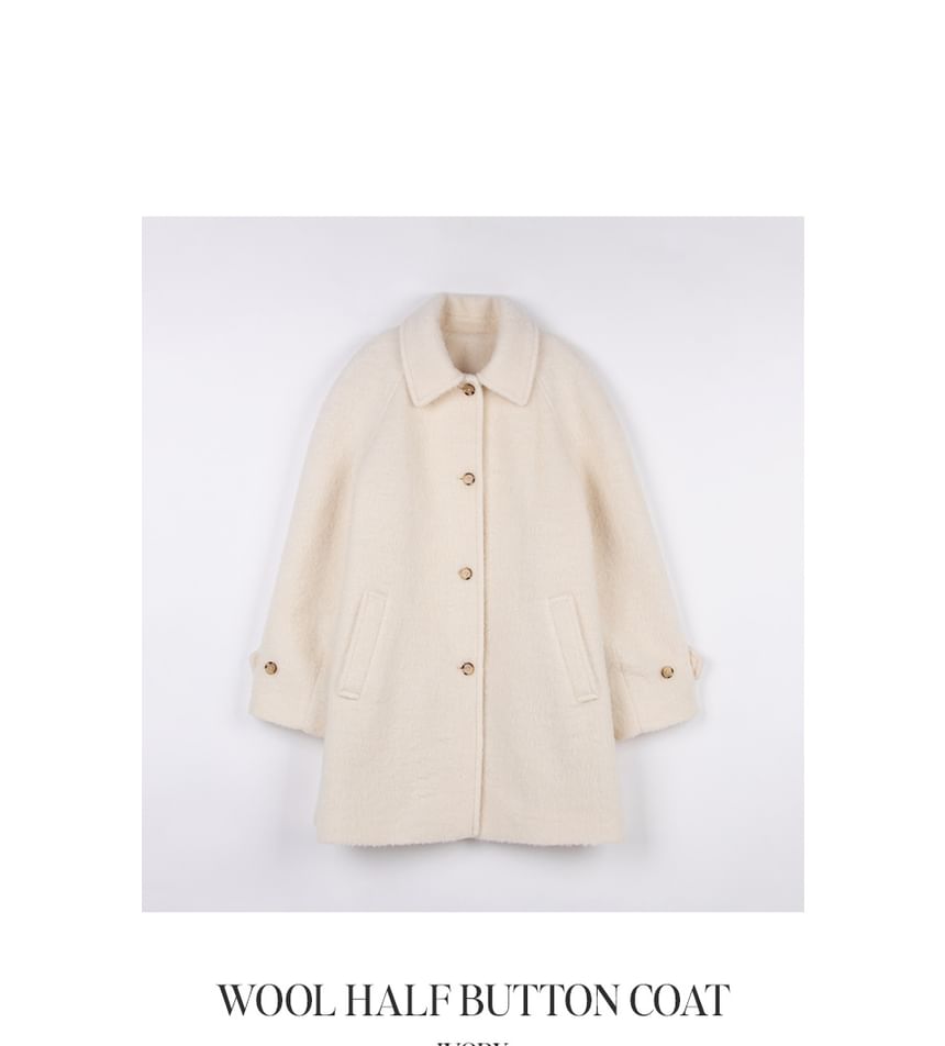 Woolen Half Mac Coat (Ivory)