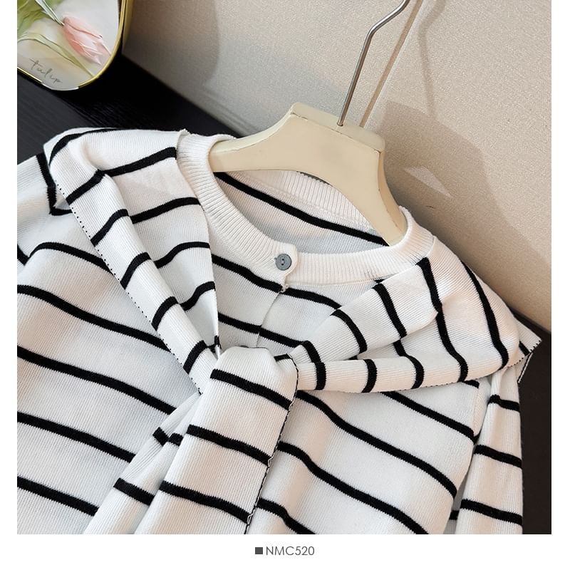 Long Sleeve Striped Loose-Fit Cardigan