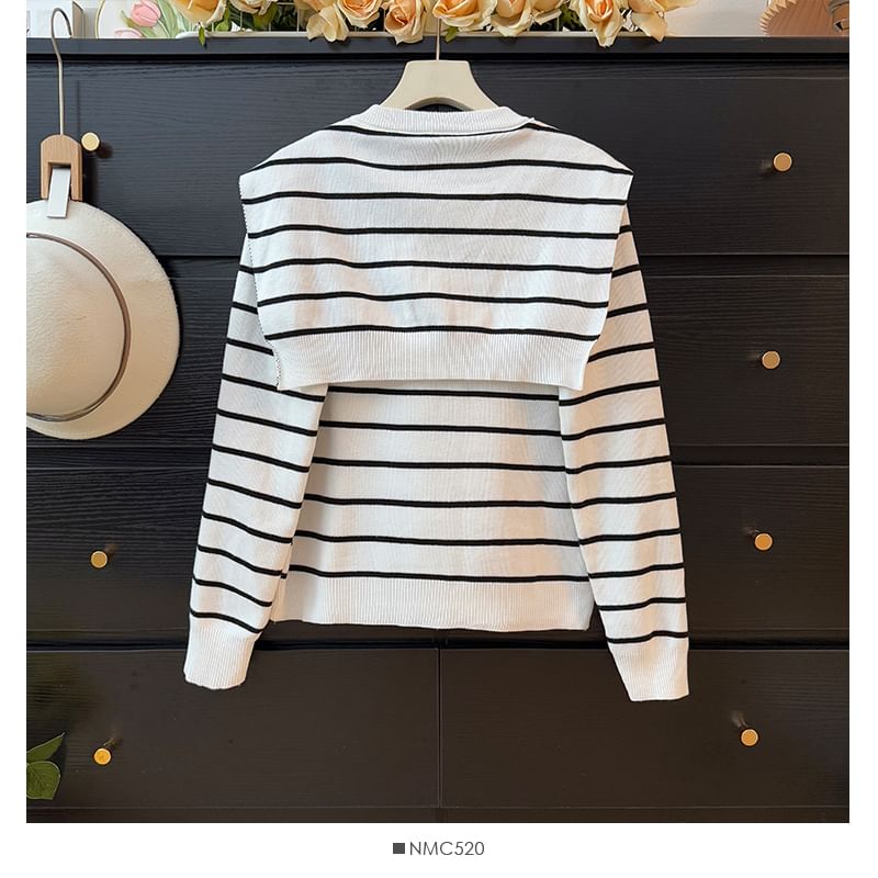 Long Sleeve Striped Loose-Fit Cardigan