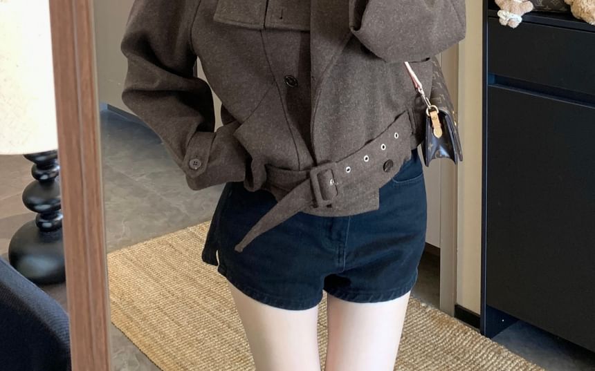 Plain Buckled Wool Jacket