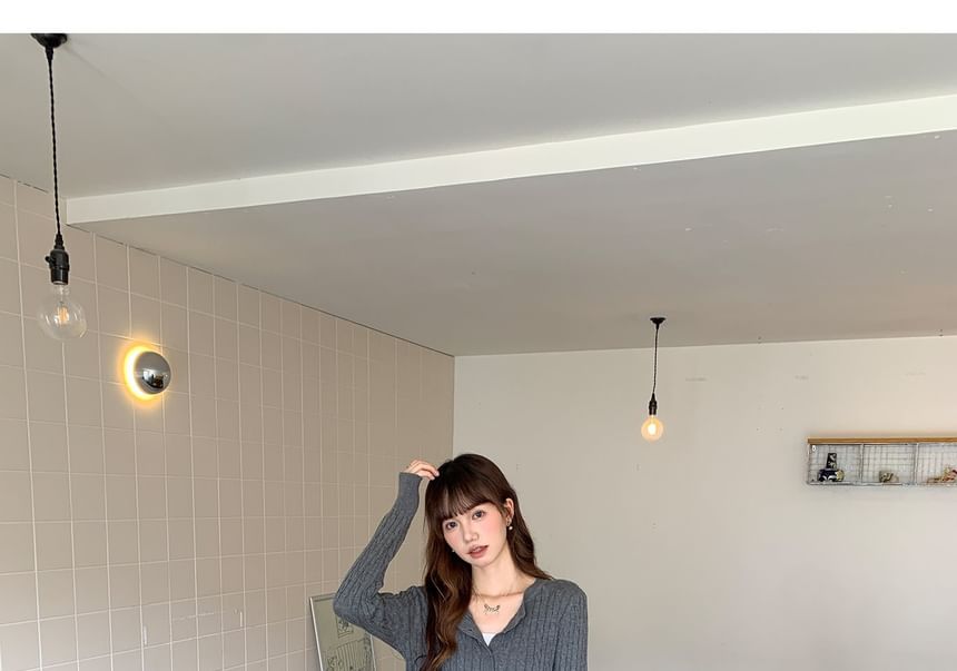Button-Up Plain Cardigan