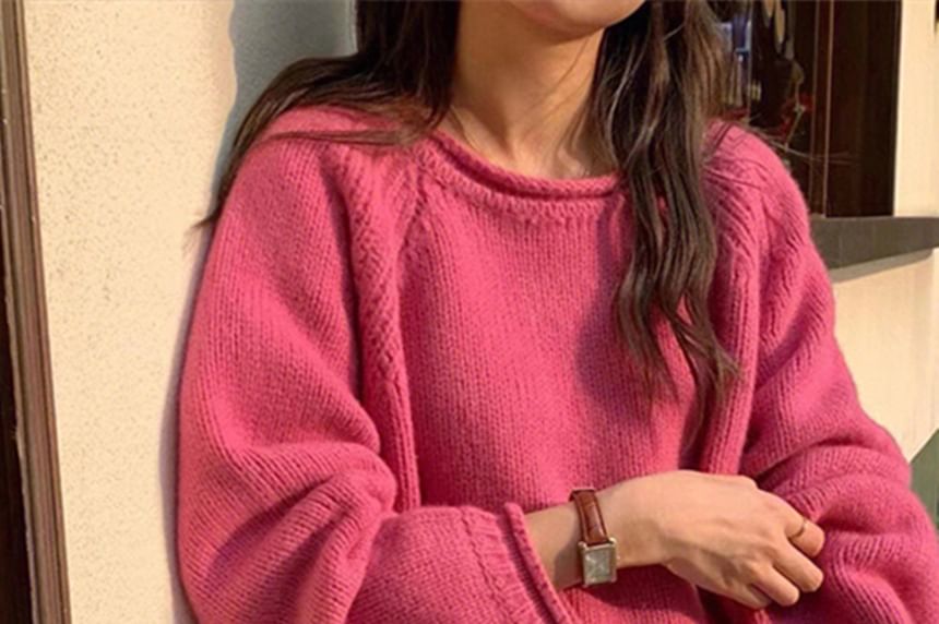 Crew Neck Loose-Fit Long Sleeve Sweater