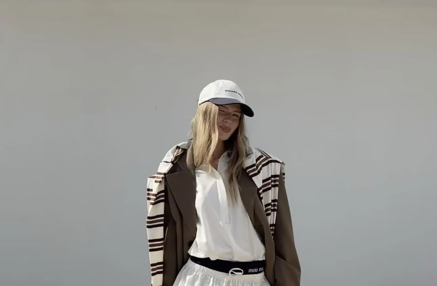 Striped Loose-Fit Long Sleeve Polo Top