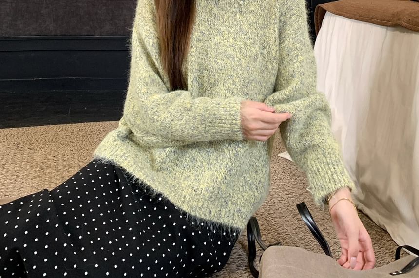 Oversized Sweater with Round Neck and Solid Color