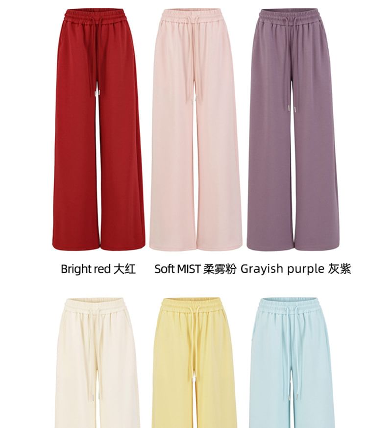 V-Neck Crop Tee & Wide Leg Sweatpants with Drawstring Set