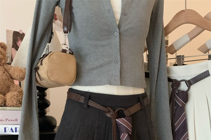 Pleated Mini A-Line Skirt High Waist