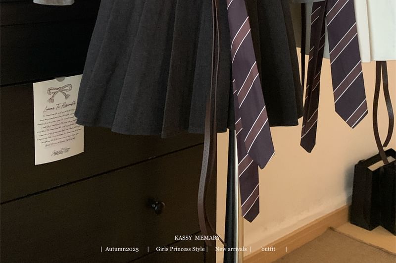 Pleated Mini A-Line Skirt High Waist