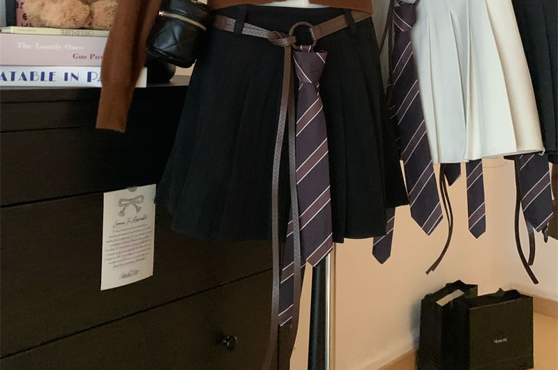 Pleated Mini A-Line Skirt High Waist