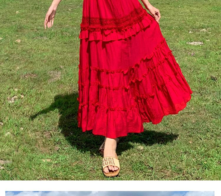 Halter Neck Plain Maxi A-Line Dress