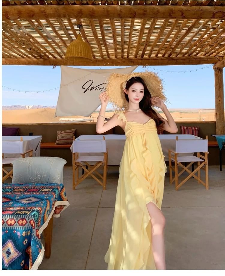 Sleeveless Sweetheart Neckline Plain Maxi A-Line Dress
