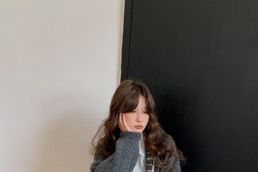 Shawl Collar Two Tone Double Breasted Cardigan