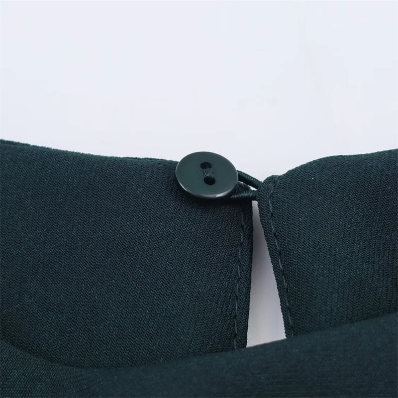 French Sleeve Round Neck Two Tone Panel Maxi A-Line Dress