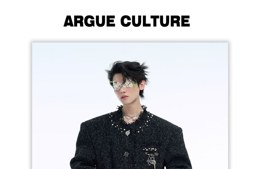 Round Neck Beaded Fray Tweed Button Jacket