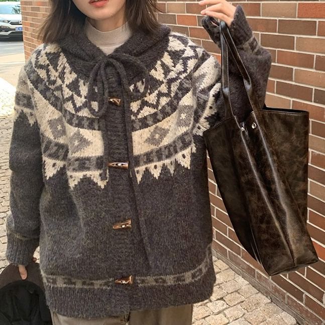 Jacquard Toggle Cardigan