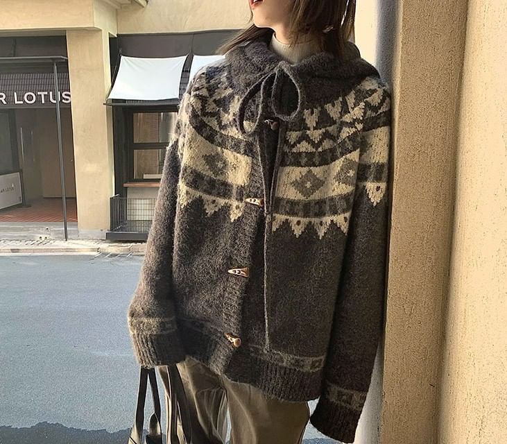 Jacquard Toggle Cardigan