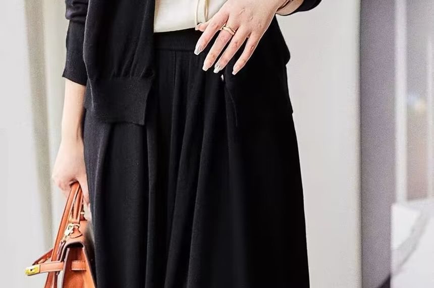 Knit Top and Maxi A-Line Skirt Set Long-Sleeve