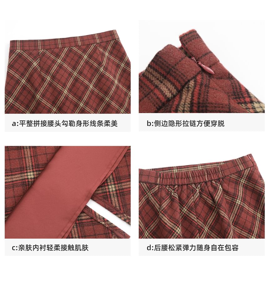 High Rise Plaid A-Line Skirt Various Designs