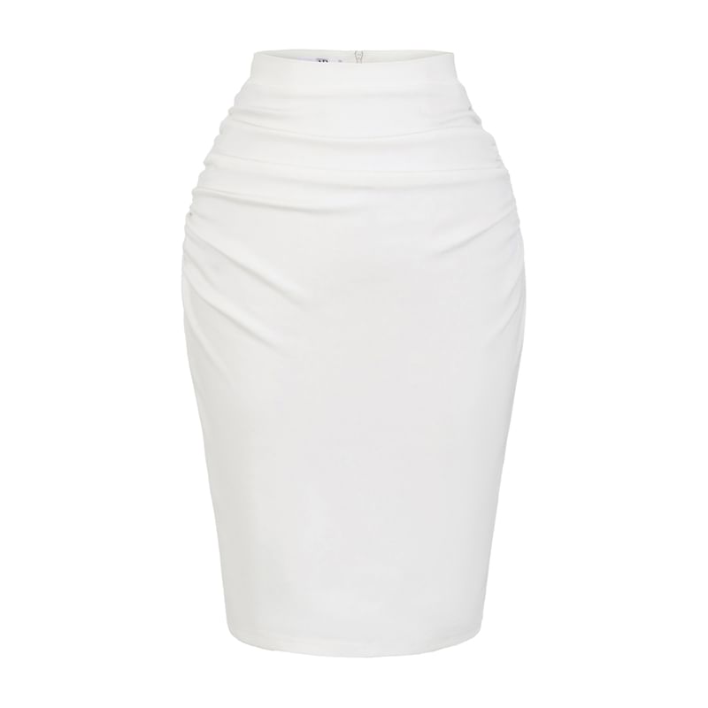 Ruched Slit Pencil Skirt High Rise