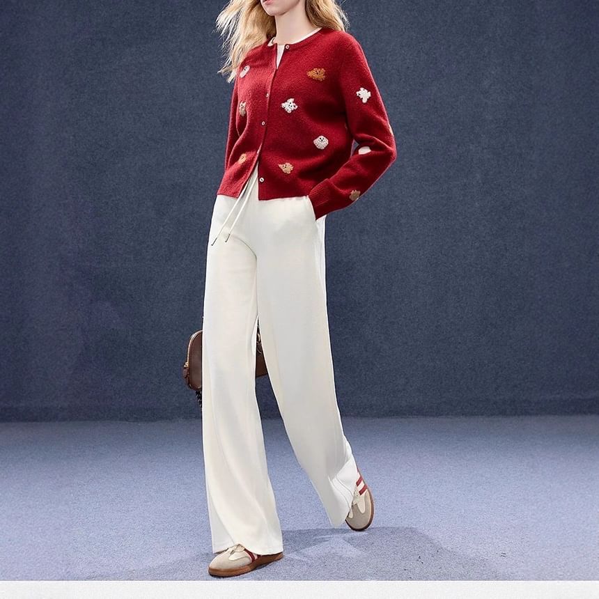 Drawstring Waist Plain Loose Fit Pants