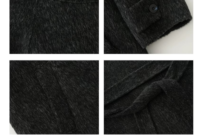 Stand Collar Fluffy Sashed Coat