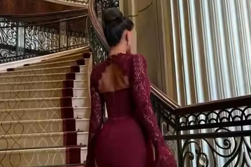 Long Sleeve Square Neck Plain Cutout Back Panel Lace Maxi Sheath Dress