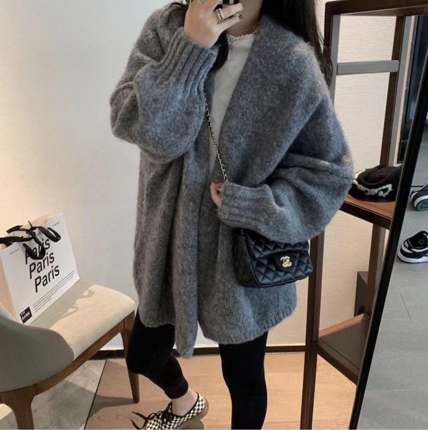 Open Front Plain Cardigan