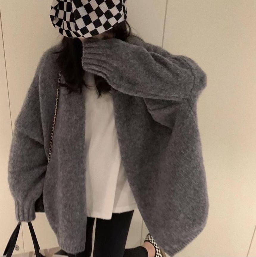 Open Front Plain Cardigan