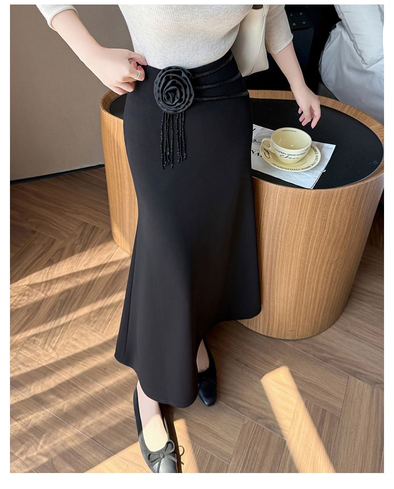 High Rise Maxi Mermaid Skirt Plain
