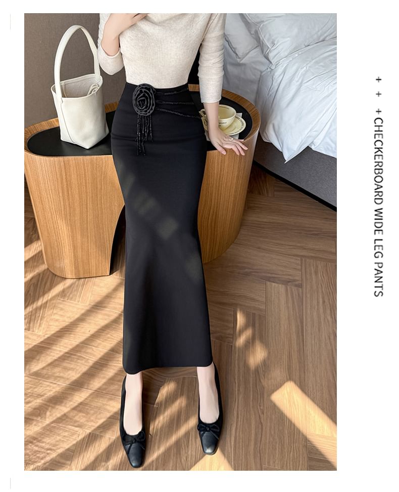 High Rise Maxi Mermaid Skirt Plain