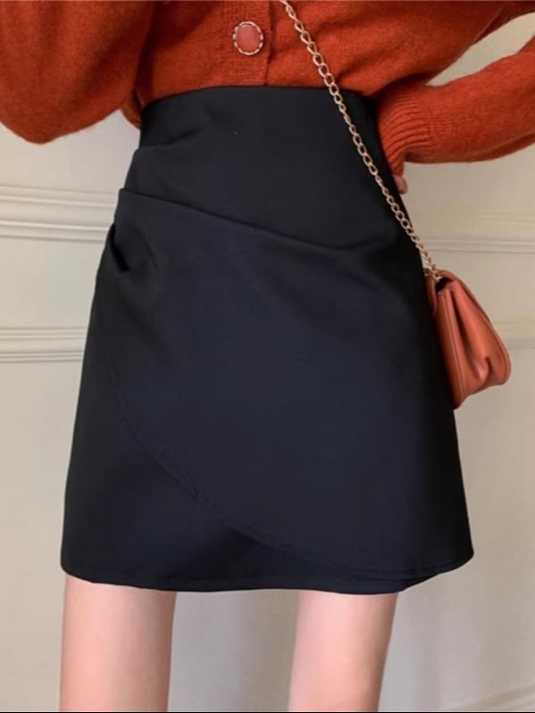 Wrapped Mini Skirt High Waist