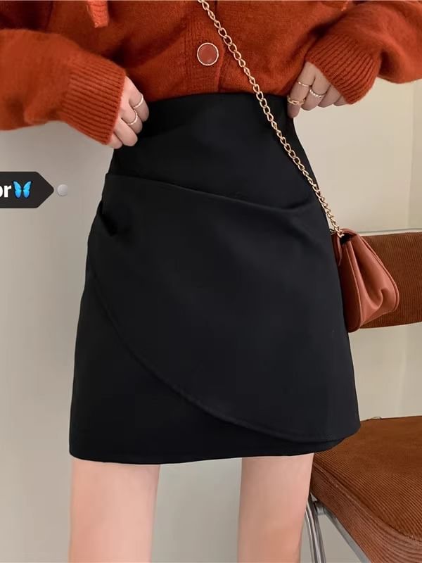 Wrapped Mini Skirt High Waist