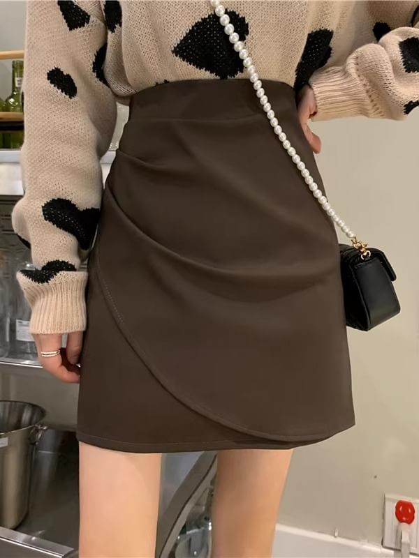 Wrapped Mini Skirt High Waist