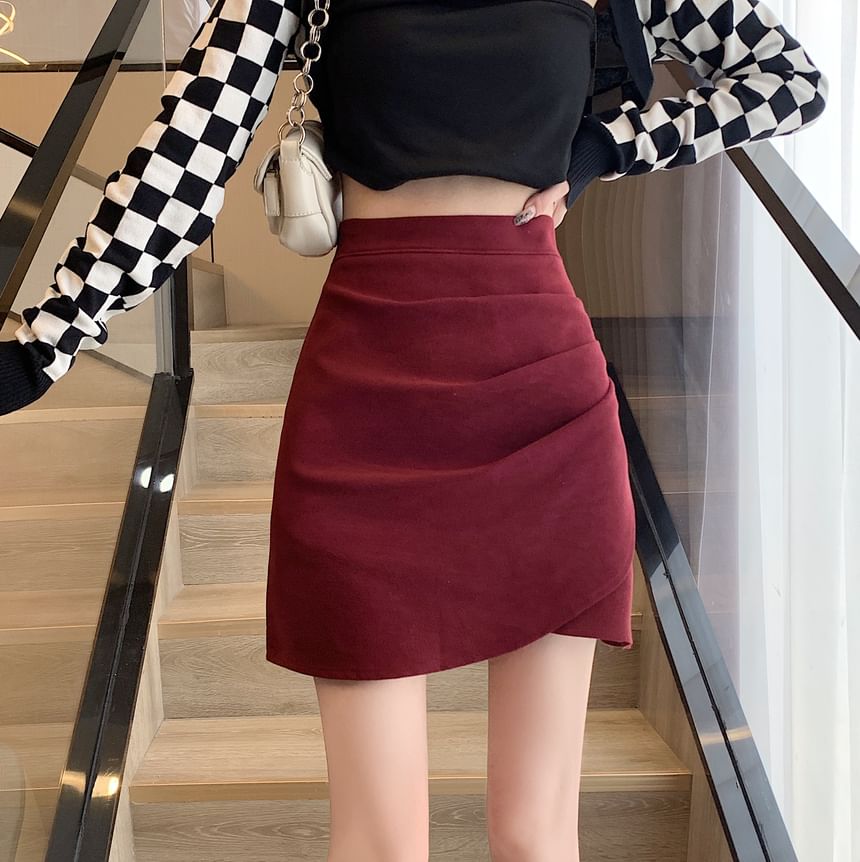 Asymmetrical Mini Skirt High Rise