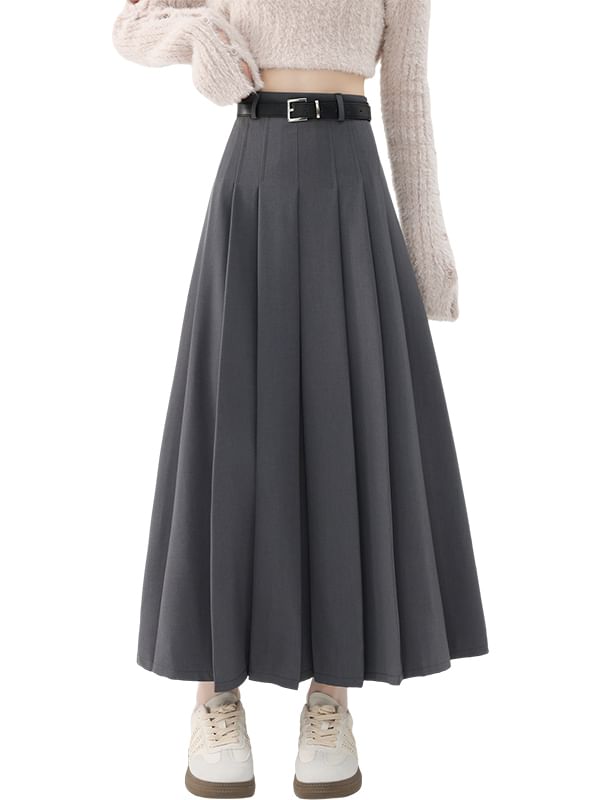 High Rise Maxi A-Line Skirt Plain