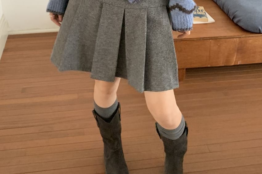 Collared Jacquard Toggle Cardigan