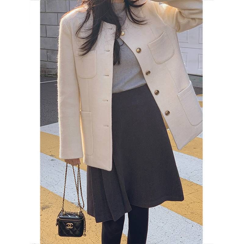 Pleated A-Line Skirt with High Waist