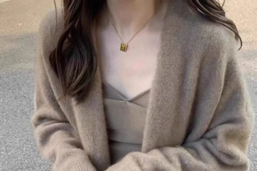 Plain Midi Open Front Cardigan