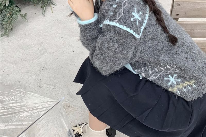 Sailor Collar Button-Up Cardigan