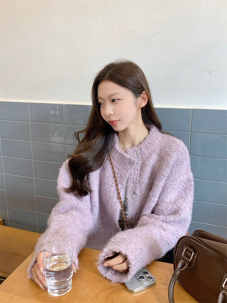 Crewneck Plain Cardigan