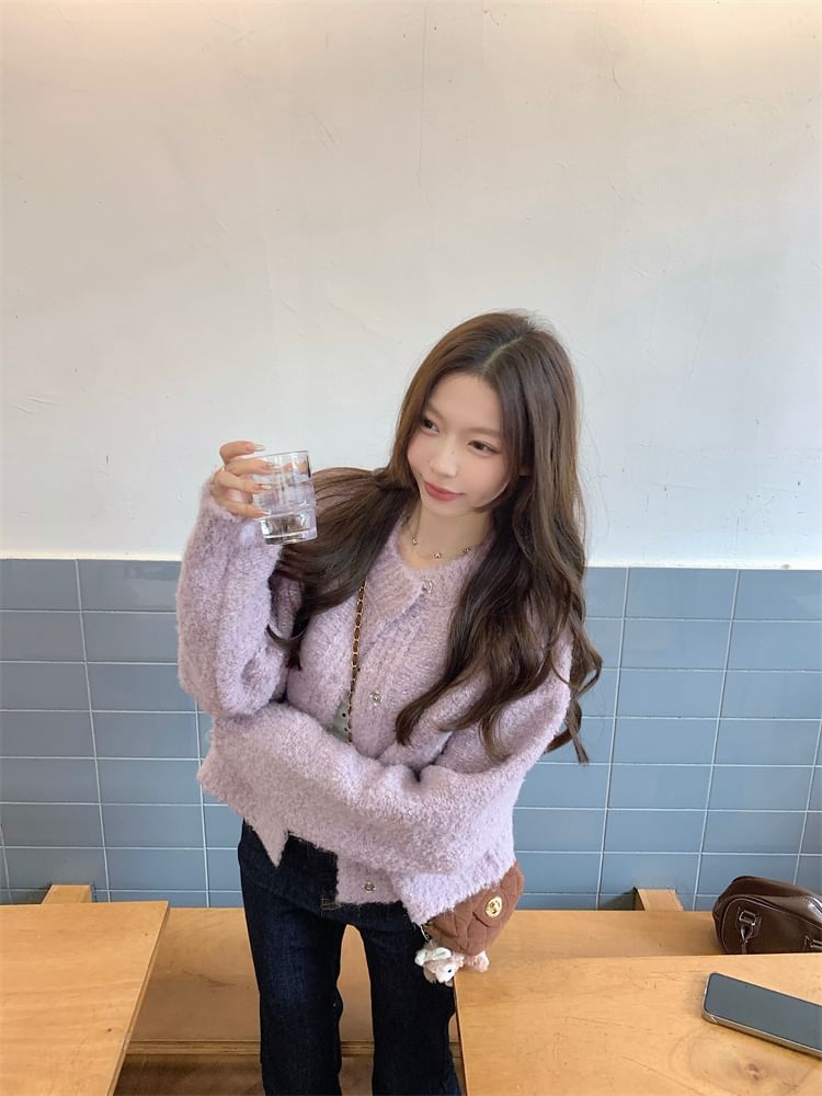 Crewneck Plain Cardigan