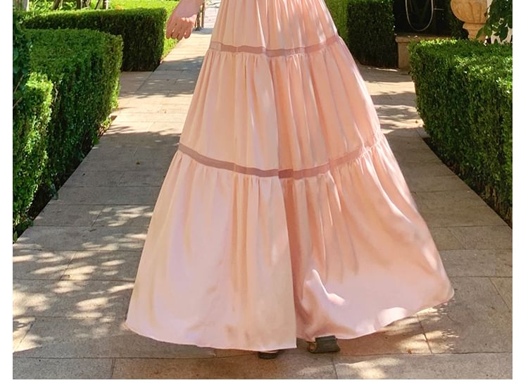 Spaghetti Strap Plain Maxi A-Line Dress