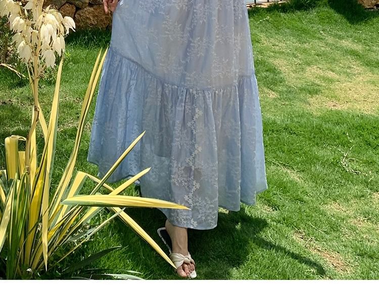 Spaghetti Strap V-Neck Plain Maxi A-Line Dress